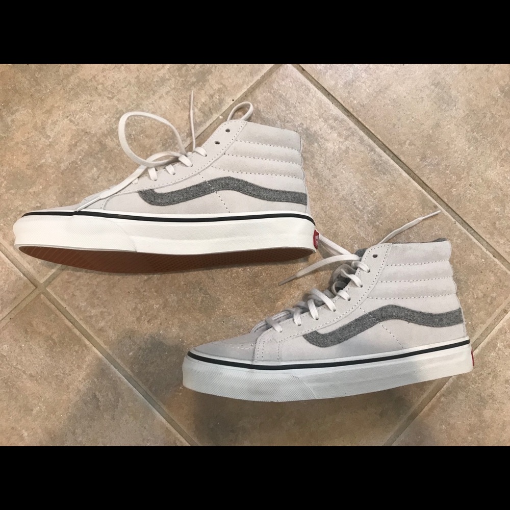 Vans Sk8-Hi slim in white with heather grey